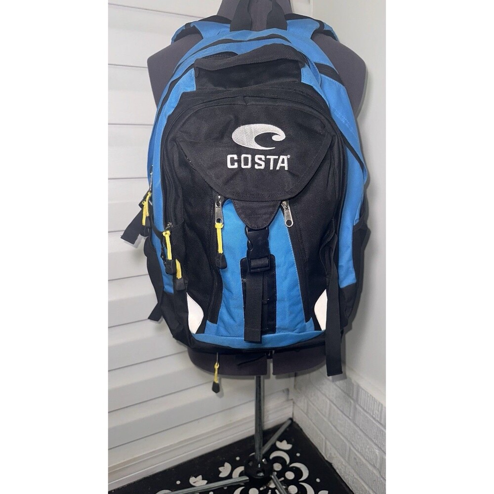 Costa Del Mar Fishing Backpack Blue Black Multiple Pockets